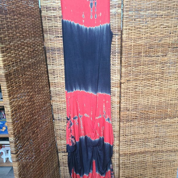 VS Visions Maxi Dress & Jacket Red Black Tie Dye Medium USA Made Possible VTG - Picture 5 of 7